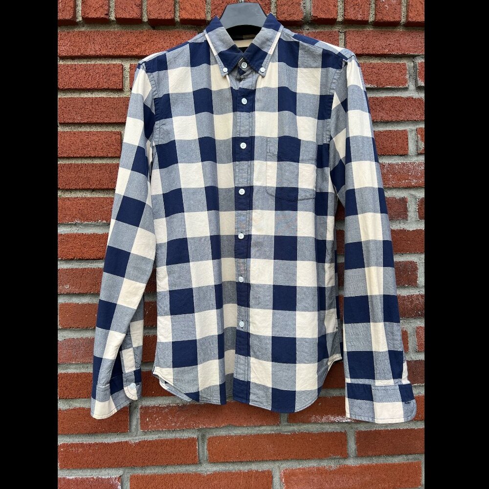 J.Crew Slim Fit Oxford Shirt – Navy & Cream Buffalo Check, Size M